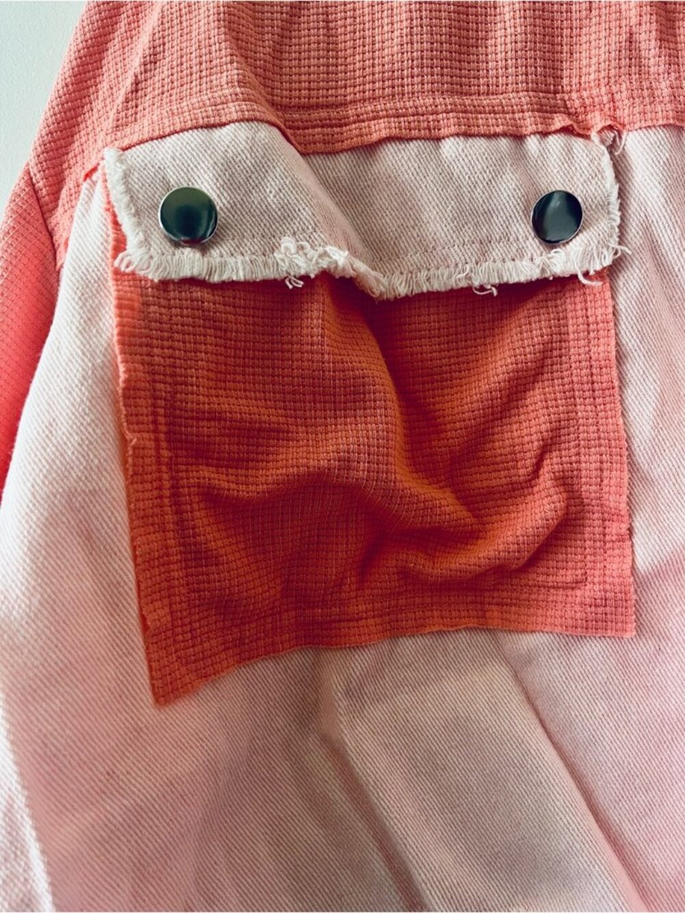 Waffle Knit Boyfriend Lightweight Shacket Jacket Pink - Picture 3 of 8